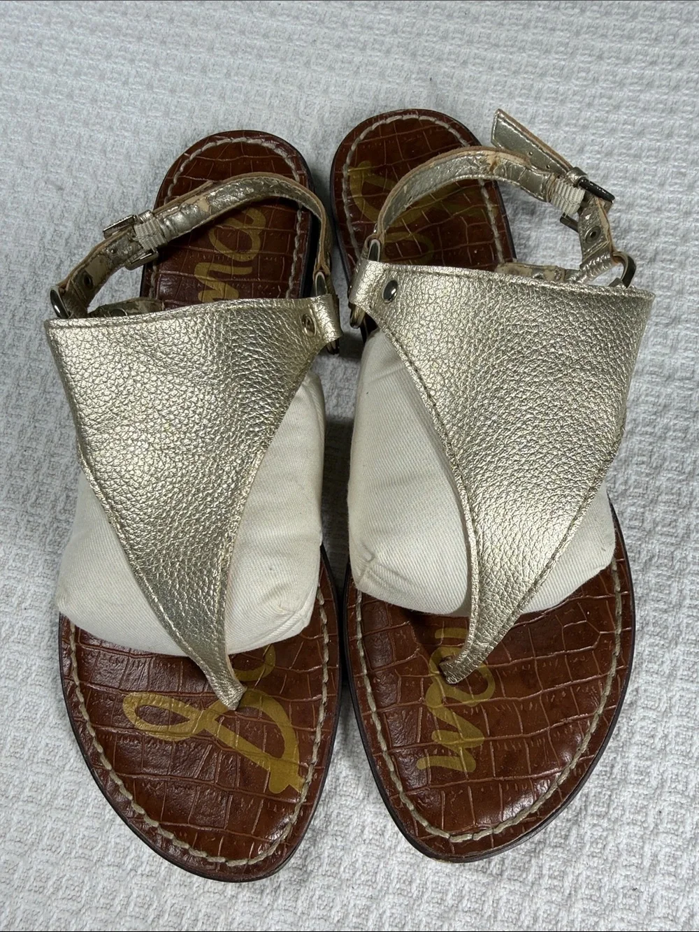 Sam Edelman Greta flat sandal 2 pairs tan and bronze leather size 9